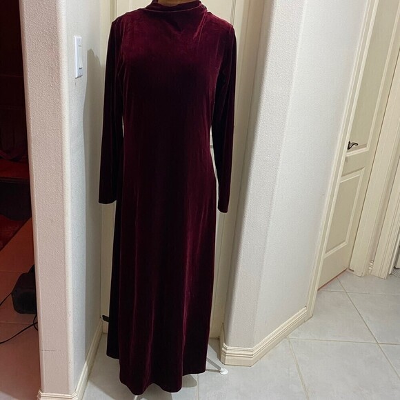 Max Studio Leon Max long knit wine velour velveteen dress Size Sz Large - Picture 1 of 9